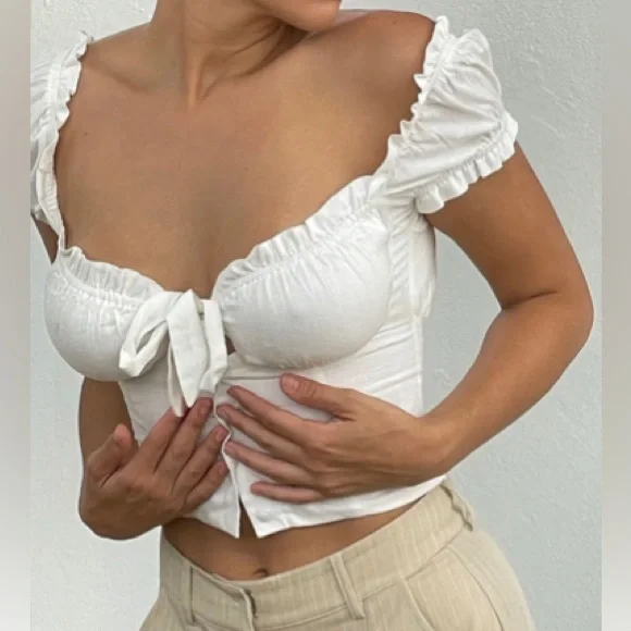 Elouise Crop Top White, Princess Polly size 0 - Picture 1 of 3